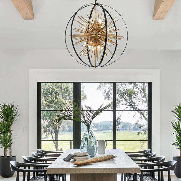 Black Gold Sputnik Chandelier, Starburst Firework Pendant Light Fixtures10