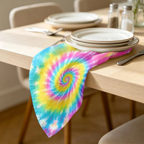 Rainbow Tie Dye Cloth Napkins Set of 4, 18X18 Inch Washable Reusable Dinner Napkins, Colorful Swirl Table Decor Napkins for Birthday Party, Holiday Dining & Kitchen Decor4