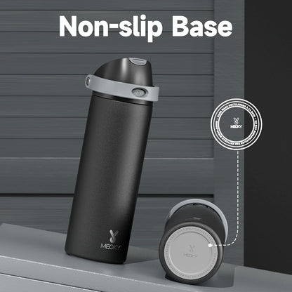 24 Oz Insulated Water Bottle for Sports:  Stainless Steel Water Bottle with 2-In-1 Straw and Spout Lid - Leak Proof, Cold for 24 Hours, Fits in Car Cup Holder, Bpa-Free for Travel Gym, Night8
