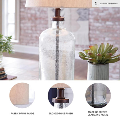 Signature Design by Ashley Bandile Seeded Glass Bedside Table Lamp, Bronze3