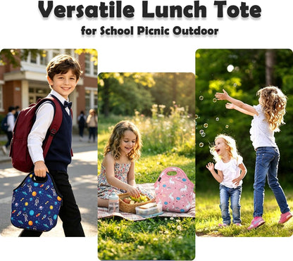 Neoprene Kids Lunch Box Insulated Soft Bag Mini Cooler Thermal Meal Tote Kit for Boys, Girls,Men,Women,School,Work, Office,Black7