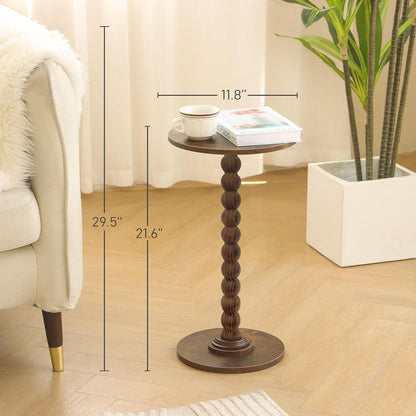 round Side Table, Small Drink Table for Small Spaces, Modern Accent Nightstand with Solid Wood Leg for Living Room, Bedroom, Corners, and Office (Rustic Brown)2