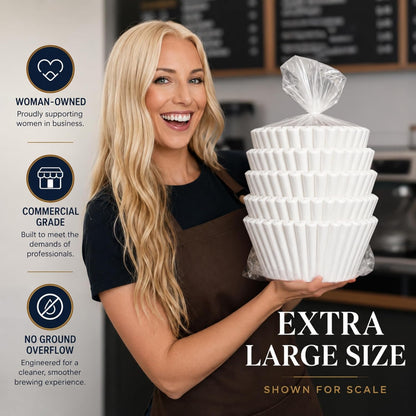 Katy’S Extra Large Commercial Coffee Filters (12.5” X 4.5”) for BUNN, Fetco & Curtis 1.5–3 Gallon Coffee & Tea Machines - Tall Walls, No Ground Overflow - Premium Filters for Businesses (Bulk Pack)5