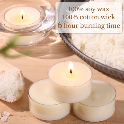 6 Hour Soy Tea Lights Candles Bulk 100 Pack, White Votive Bulk5
