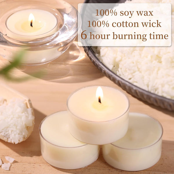 6 Hour Soy Tea Lights Candles Bulk 100 Pack, White Votive Bulk5
