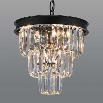 Black Crystal Chandeliers for Dining Room，4-Lights D12 Inch1