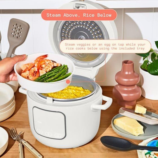 Beauty 14-Cup Cooked Electric Rice & Grain Cooker, 6-Cup Uncooked Capacity, Ceramic Nonstick Coating, Multi-Grain Cooking, Automatic Keep Warm (White Icing)3