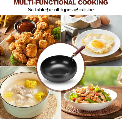 Suntuup Japanese Iron Pan, 28Cm/11In Cast Iron Wok (Glass Lid) | with Spatula, 2 Covers to Choose From, for Pots on Electric Stoves/Induction Cookers/Gas Stoves6