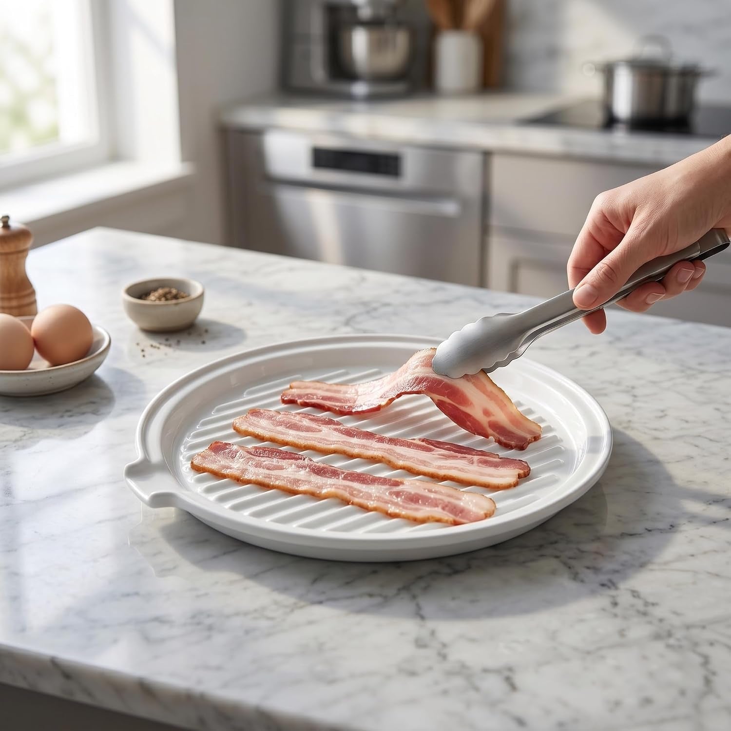 microwave-bacon-tray-with-lid-ceramic-bacon-cooker-meat-rack-for-oven-cooking-crispy-bacon-maker-with-cover-11-inch-round-bacon-dish-plate-white