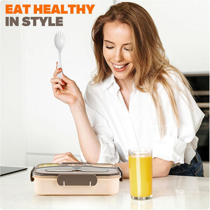 Bento Box Adult, Lunch Box, 4-Compartment Lunch Containers, Drop-Proof, Dishwasher Safe & Made with Bpa-Free Materials(Khaki)7