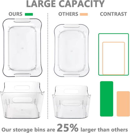 12 Pack Plastic Storage Bins, Multi-Use Organizer Bins, Pantry Organizer, Clear Storage Containers for Home, Kitchen, Office, Cabinet, Shelf and Fridge Organization3
