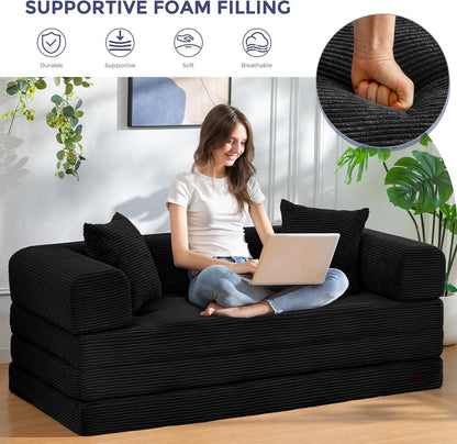 Convertible Sofa Bed, Floor Sofa Couch with L-Shaped Backrest7