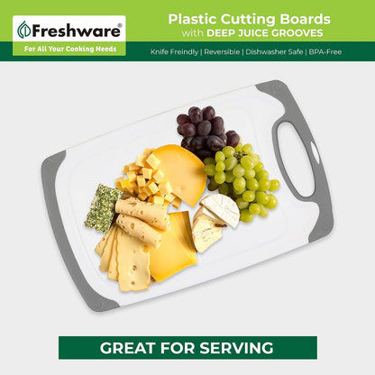 Cutting Boards for Kitchen, Chopping Board 3-Pack with Different Sizes, Juice Grooves and Non Slip Handles - Reversible, Large Cutting Board Set - Dishwasher Safe - Gray9