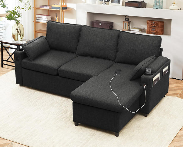 Sofa Bed Pull Out 2 in 1 Sectional Sleeper Sofa L Shaped Couch with Storage7