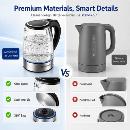 Electric Glass Kettle with Auto Shut-Off (1.8L)7