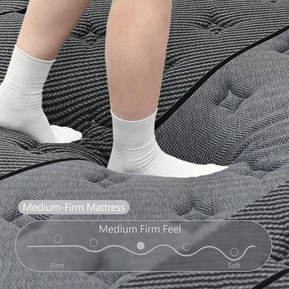 Full Size Mattress, 14 Inch Hybrid Mattress in a Box, Medium Firm,Memory Foam and Individual Pocket Springs for Pressure Relief, Certipur-Us Certified3