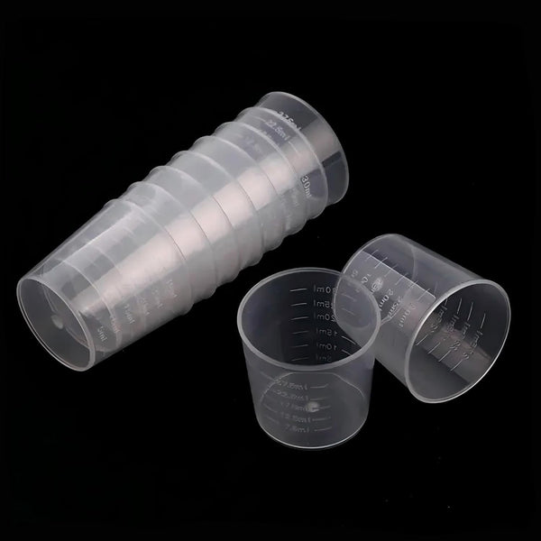 100 Pcs 30Ml/1.02Oz Plastic Measuring Cup Transparent Clear Liquid Mixing Medicine Cups Labs Graduated Baking Beaker Measure Jugs Set Kitchen Cooking Measure Tool Home4