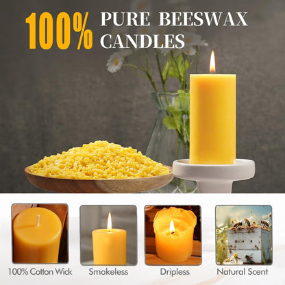 2 Pack Beeswax Pillar Candles,Non-Toxic 2X4 Inch Candle,35 Hour,Yellow2