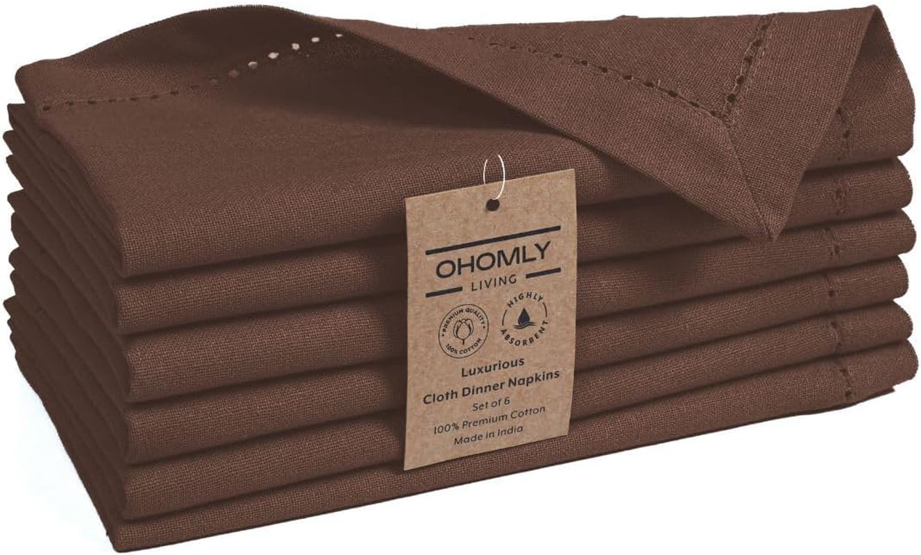 100-cotton-solid-cloth-dinner-napkins-18x18-inch-with-hemstitch-mitered-corners-soft-reusable-washable-for-everyday-use-special-occasions-christmas-set-of-6-chocolate-brown