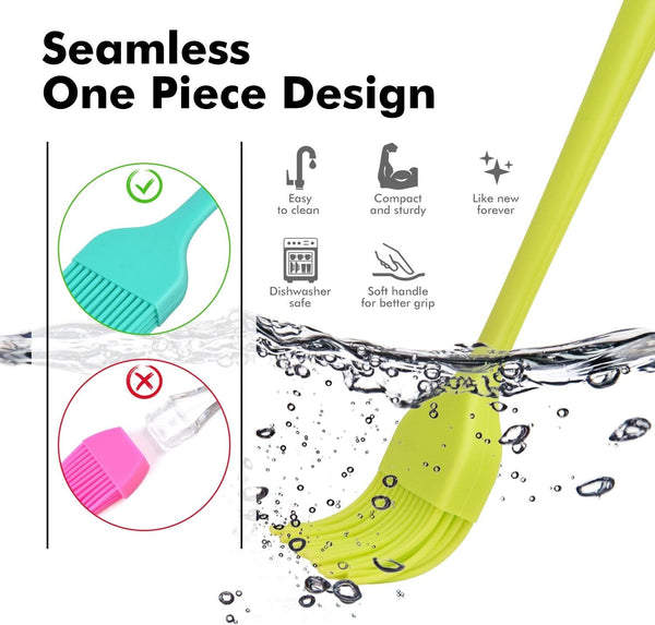 600℉ Heat Resistant BPA Free Silicone Marinading Meat Grill Basting Pastry Brush for Oil Butter Sauce Sausages Desserts Turkey Baster Grill Barbecue, Multicolor6