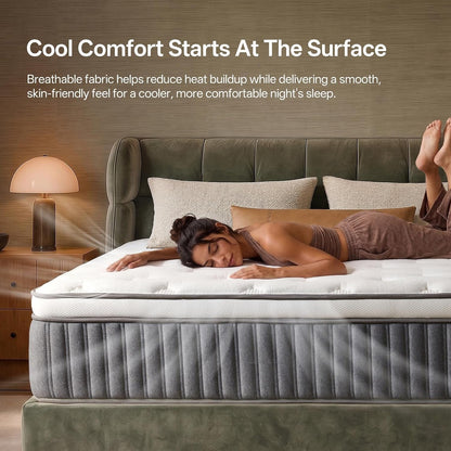 12 Inch Queen Mattress in a Box, Hybrid Queen Mattress with Gel Memory Foam & Pocket Springs, Medium Firm Feel, Fiberglass Free, Pressure Relief, Edge Support (Queen (U.S. Standard), 12, 12, Inches)7
