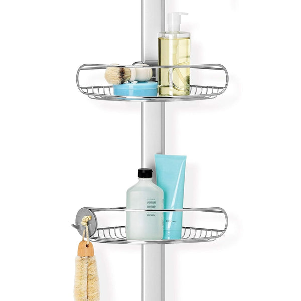 Simplehuman 5 Ft. to 8 Ft. Tension Shower Caddy, Stainless Steel and Anodized Aluminum BT11092