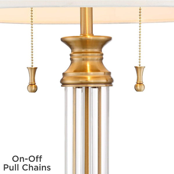 Rolland 30" Large Table Lamps Set of 2 Gold Brass Glass Antique5
