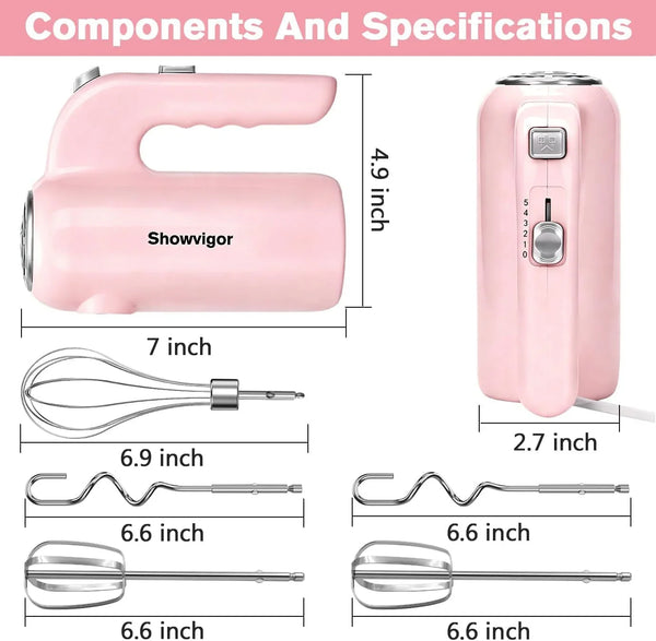 Hand Mixer, 5-Speed Electric Whisk with Turbo Boost Includes 6 Stainless Steel Attachments - Great Stand Mixer Alternative for Baking Cakes, Bread & More2