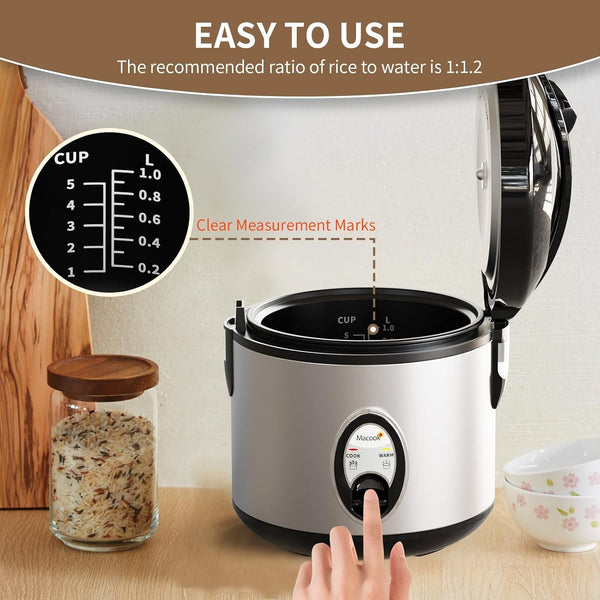 Stainless Steel Rice Cooker with Steamer, 4-Cup Uncooked (1.0L)/8-Cup Cooked, Electric Grain & Vegetable Cooker, Auto Keep Warm for Oatmeal, Soups & Multicooking9