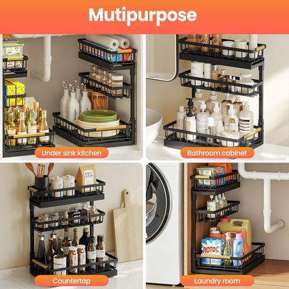 Under Sink Organizer and Storage for Bathroom and Kitchen - 2 Pack 3 Tier7