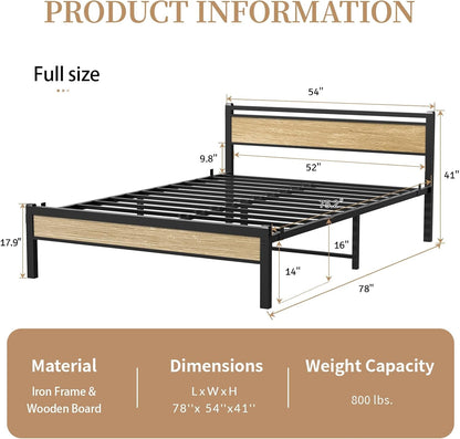 Easy Install 16 Inch Full Size Bed Frame with Headboard&Footboard2