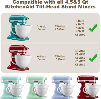 Ceramic Mixer Bowl for Kitchenaid Tilt-Head Stand Mixers 4.5-5 Quart4