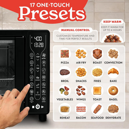 French Door Air Fryer Toaster Oven – 6-Slice Capacity, Fryforce 360°, Digital Display with 17 Cooking Presets, Black2