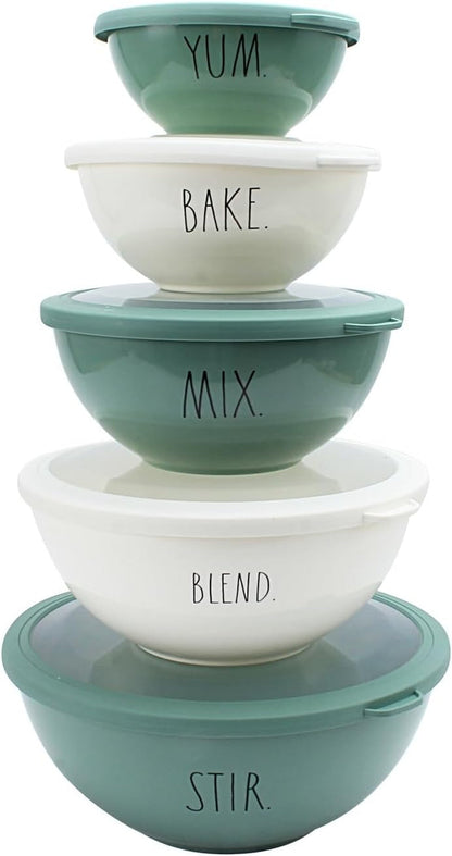 Mixing Bowls with Lids - 10 Piece Plastic Nesting Bowls Set Includes 5 Prep Bowls and 5 Lids (Sage)2