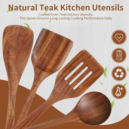 4 Pack Teak Wood Spatula for Cooking3