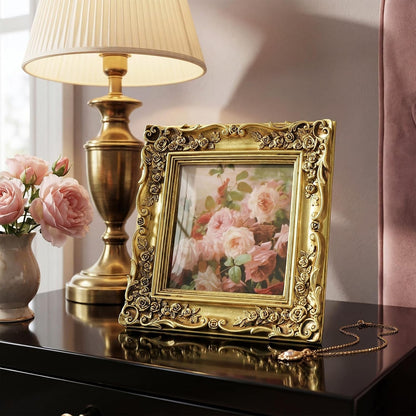 5X5 Gold Picture Frame Square Vintage Ornate Floral Photo Frame8