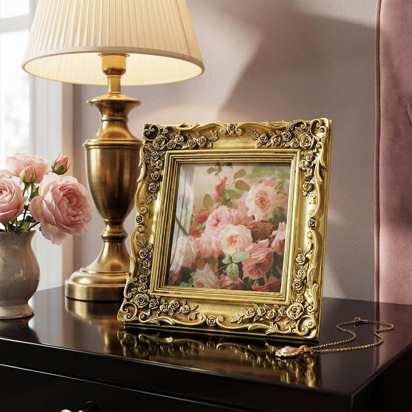 5X5 Gold Picture Frame Square Vintage Ornate Floral Photo Frame8
