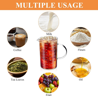 Glass Measuring Cup, 1000 ML (33.8 Oz, 4 Cup) High Borosilicate Glass Measuring Cup with Wood Lid Insulated Handle V-Shaped Spout for Kitchen Restaurant Easy to Read7