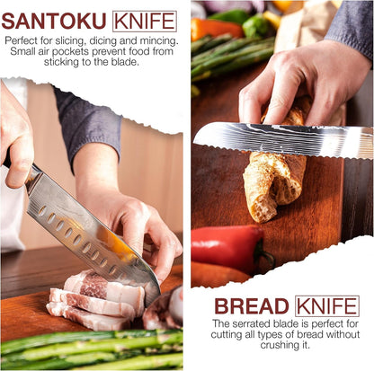 8 PC Chef Knives - High Carbon Stainless Steel Knives with Pakkawood Handles - Magnetic Strip Holder Included - Japanese Knife Set - Home & Professional Chef'S Knife Set5