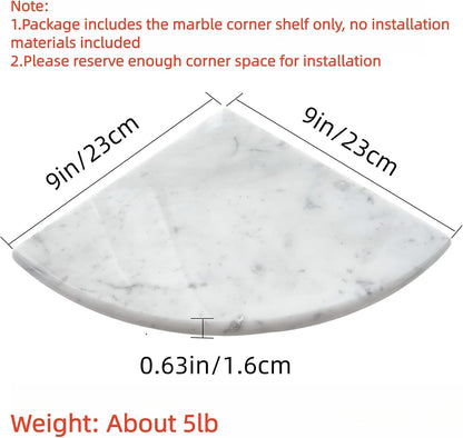 2 Pcs Marble Shower Corner Shelf for Bathroom, 9 Inch X 9Inch Gray Veins and Soft White Marble Corner Shelves for Bath Wall Mounted Both Side Polished3