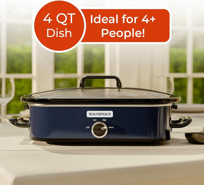 [NEW] MAGNIFIQUE 4-Quart Slow Cooker with Casserole Manual Warm Setting - Perfect Kitchen Small Appliance for Family Dinners, Dishwasher Safe Crock, Blue6