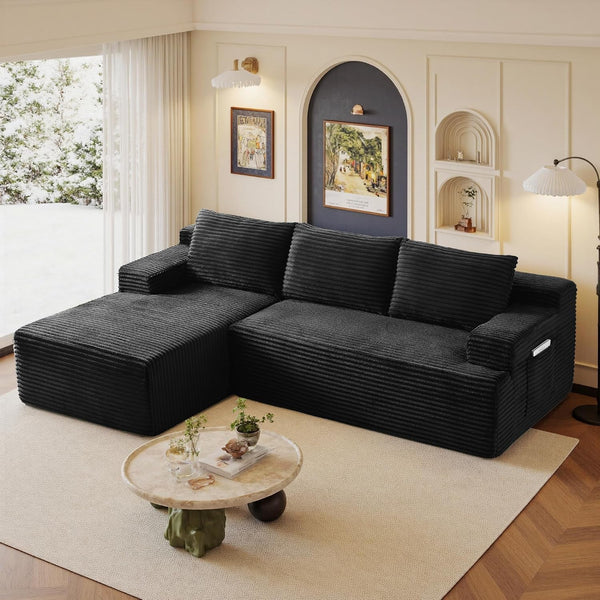 96" Sectional Couches for Living Room Cloud Couch Sofa with L-Shape Upholstered Boneless Couchs Modern Modular Sectional Couch with Chaise1
