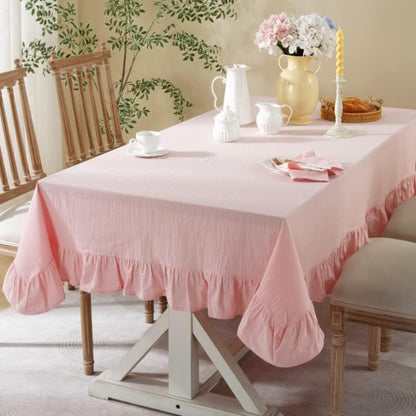 Cotton Linen Solid Color Tablecloth Farmhouse Dining Pink Tables Cover, Soft Fabric Square Table Cloths for Wedding Party Kitchen Picnic Tabletop,Pink,35X35 Inch2