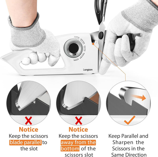 6-In-1 Knife Sharpener 5 Stage with Cut-Resistant Glove,White+Gray6