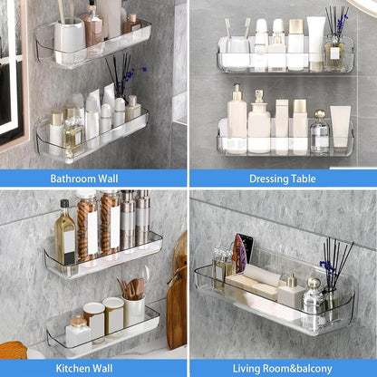 Acrylic Wall Mount Organizer, Adhesive Shelves,2Pc Bathroom Shelves6