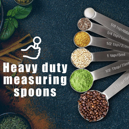 Measuring Spoons, Premium Heavy Duty Stainless Steel Measuring Spoons Cups Set, Small Tablespoon with Metric and US Measurements, Set of 6 for Measuring Dry and Liquid Ingredients8