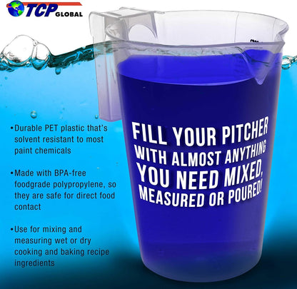 5 Piece Set of Plastic Graduated Measuring and Mixing Pitchers5