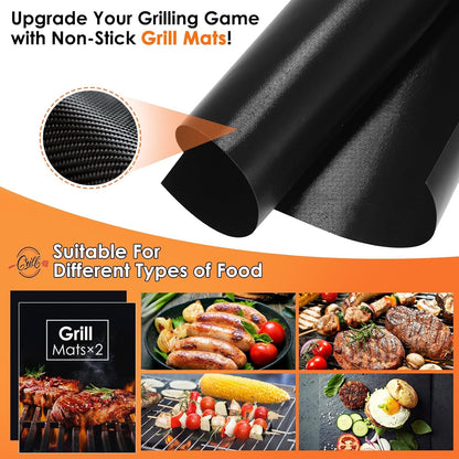 BBQ Grilling Accessories Set, 34Pcs Heavy Duty Grill Tools, Brown | for Outdoor Camping, Grilling Gifts for Fathers Day, Men Dad, Stainless Steel Barbecue Utensils Kit, Includes Mats and Glove5