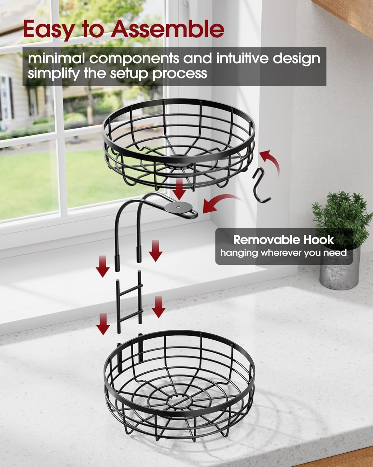 fruit-basket-for-kitchen-counter-2-tier-large-capacity-fruit-bowl-with-detachable-banana-hanger-rust-proof-metal-fruit-holder-for-vegetables-bread-toiletry-10-d-x-10-w-x-14-h-black