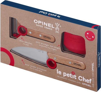 Le Petit Chef Complete 3 Piece Kitchen Set, Chef Knife with Rounded Tip, Fingers Guard, Peeler, for Children and Teaching Food Prep and Kitchen Safety, Made in France2